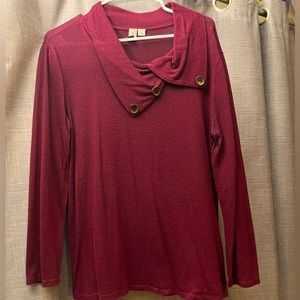 Misia, LG, Burgundy Knit Sweater